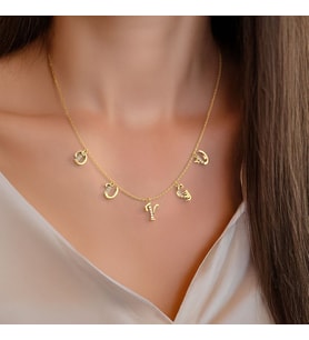 Kişiye Özel Beş Harfli İsim Altın Kaplama Gümüş Kolye (Gold)