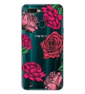 Oppo A5S/AX7/A12 Uyumlu Gül Desenli Şeffaf Telefon Kılıfı