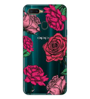 Oppo A5S/AX7/A12 Uyumlu Gül Desenli Şeffaf Telefon Kılıfı