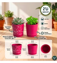 2’li Seramik Saksı (Kalemlik,Fırçalık,Masa Organizeri ) / Modern Dekoratif El Yapımı Tasarım
