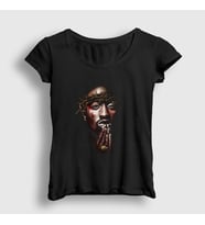 Presmono Kadın Siyah Thorns Tupac Shakur T-Shirt 46428tt