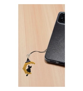 Miyuki Boncuk El Yapımı Ayda Oturan Kedi Telefon Çarmı - Charm