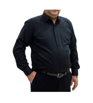 Siyah 4 Drop Geniş Yaka Rahat Kesim Micro Kumaş Kol Düğmeli Regular Fit Erkek Gömlek - 189-6