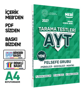 2027 YKS-AYT MEBİ-OGM Felsefe Grubu Özgün Tarama Testleri Kitabı A4 Boyut Renkli Görsel BASKI ÜCRETİ