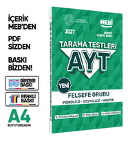 2027 YKS-AYT MEBİ-OGM Felsefe Grubu Özgün Tarama Testleri Kitabı A4 Boyut Renkli Görsel BASKI ÜCRETİ