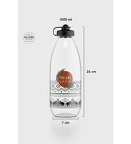Renga Ufo Yazı Desenli 1000 ml Cam Şişe 182052 Mor (Siyah)
