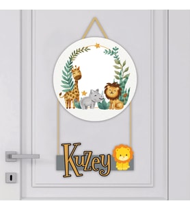 Bebek Odası Ahşap Kapı Süsü Hayvan Fiğürlü