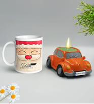 Yılbaşı Hediyesi BK Gift Kişiye Özel Yeni Yıl Tasarımlı Beyaz Kupa Bardak ve Plakalı Nostaljik Vosvos Mum Hediye Seti-9, Sevgiliye, Arkadaşa Hediye