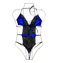 Fantezi Parlak Dantelli Tanga Bodysuit