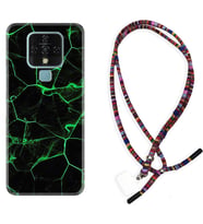 Tecno Camon 16 18P Pova Kılıf Boyun Asklı Rasta Silikon Yeşil Şerit Mermer 1320