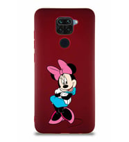 Xiaomi Redmi Note 9 Soft Premier Kapak Minnie Mouse-D Tasarımlı Silikon Kılıf - Mürdüm (Şeffaf)