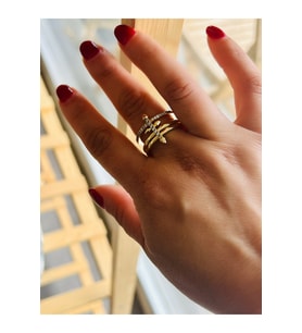 AYARLANABİLİR GOLD RENK ZİRKON TAŞLI OK YÜZÜK ACR0134
