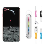 Apple iPhone 5 6 7 8 Plus Se XR Kılıf Kablo Koruma Spiral Silikon Astronoot Red Baloon 1608