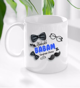 BK Gift Kişiye Özel Babalar Günü Hediyesi Yakışıklı Babam Tasarımlı Kupa Bardak-2 (Beyaz)