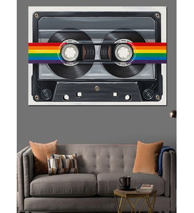 Gökkuşağı Renkli Nostaljik Kaset Dekoratif Kanvas - Mdf Ahşap Tablo