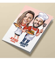 Kişiye Özel Aşçı Çiftler Karikatürlü Tebrik Kartı