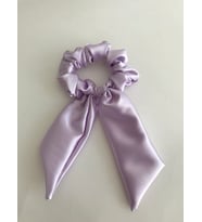 Kadın Lila Saten Parlak Kuyruklu Scrunchie Simit Toka