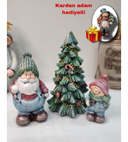 Noel ( Yılbaşı ) Biblo 3 ' Lü Set  Model 1 (Kardan Adam Hediyeli )