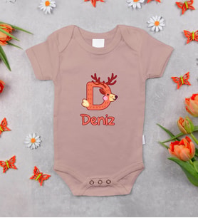 BK Kids Kişiye Özel İsimli Pembe %100 Pamuklu Kısa Kol Bebek Body Zıbın-6, Yeni Doğan Bebek Hediyesi