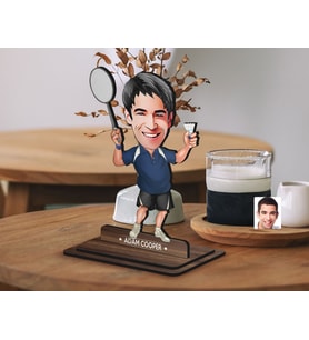 BK Gift Kişiye Özel Badminton Karikatürlü Ahşap Biblo-1 , Arkadaşa Hediye , Sevgiliye Hediye, Kişiye Özel Biblolar