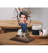 BK Gift Kişiye Özel Badminton Karikatürlü Ahşap Biblo-1 , Arkadaşa Hediye , Sevgiliye Hediye, Kişiye Özel Biblolar