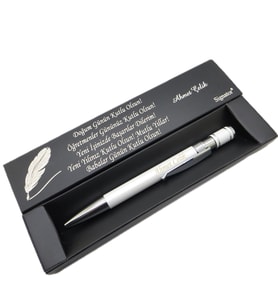 Signator® C463 Beyaz Krom Tükenmez Kalem  İsme Özel Kalem  Hediyelik Kalem (Karışık)