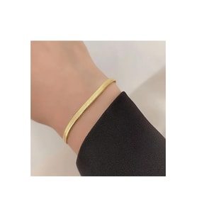 Çelik Bileklik Italyan Ezme Model 0.3 mm Genişlik 17 cm Uzunluk Altın Sarısı Gold