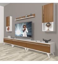 Decoraktiv Eko 270TA Mdf Retro Tv Ünitesi Tv Sehpası (Beyaz - Ceviz)