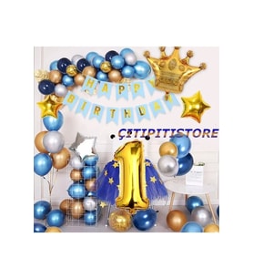 Çıtıpıtıstore Kral Taçlı 1 Yaş Lüks Balon Set