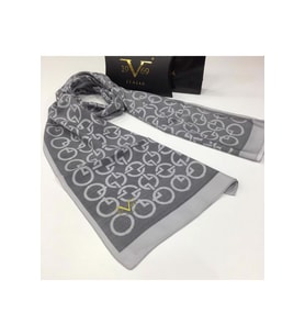 Geometrik Desen Modal Seri Şal Eşarp Askısı ile Birlikte 75x200 cm Taş Siyah-75x