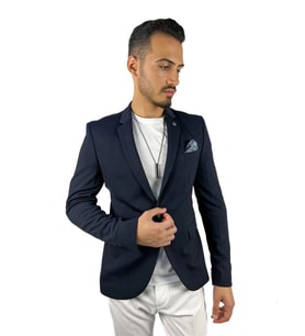 Lacivert Renk,Yarım Astar Blazer Tek Ceket Mono Yaka  Agustini