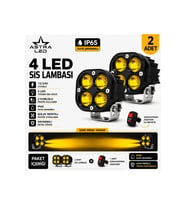 2 Adet Açma Kapama Anahtarlı Off Road Arazi Aracı ve Motosiklet Uyumlu 4 Led Amber Sarı Renk Çalışma Ve Sis Lambası