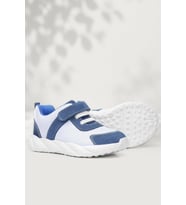Rakerplus Barefoot Hakiki Deri Krem Lacivert Cırt Cırtlı Çocuk Spor Ayakkabı
