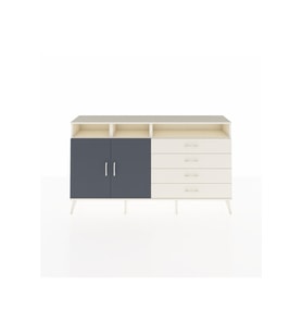 Arges Konsol 5 Raflı 4 Çekmeceli 2 Kapaklı 176x30x99 Aytaşı-Antrasit/Aytaşı
