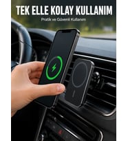 Araç İçi Manyetik Telefon Tutucu Ve 15w Kablosuz Hızlı Şarj Cihazı