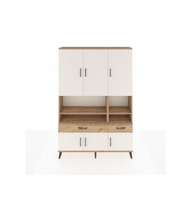 Arges Dolap 8 Raflı 2 Çekmeceli 6 Kapaklı 132x30x195 Çam-Aytaşı/Çam