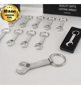 Logonuza Özel 10 Adet 2227 Çift Taraf Lazer Baskılı Metal İngiliz Anahtarı Anahtarlık