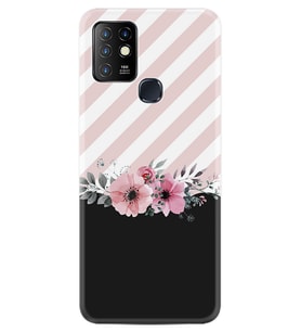 INFINIX Hot 8 9 10 11S Hot 10 Play 10T Kılıf Desemli Silikon Strip Pink Flowers 1396