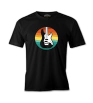 Guitar with a Sunset Background Siyah Erkek Tshirt