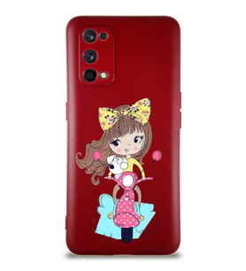 Realme 7 Pro Soft Premier Kapak Vespagirl Tasarımlı Silikon Kılıf - Mürdüm (Şeffaf)