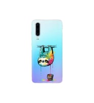 Huawei P30 ile Uyumlu Splash Tembel Hayvan Tasarımlı Şeffaf Silikon Kılıf