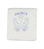 Erkek Bebek Ekru Mavi Prince Nakışlı Nohut Battaniye 80x90