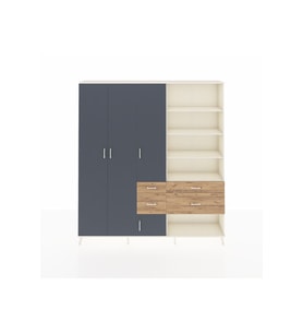 Arges Dolap 14 Raflı 4 Çekmeceli 4 Kapaklı 220x30x243 Aytaşı-Antrasit/Çam