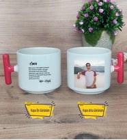 Amca Kupa Bardak Fotoğraflı T Kırmızı Kulplu Amcaya Doğum Günü Hediyesi