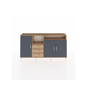 Arges Konsol 5 Raflı 3 Çekmeceli 3 Kapaklı 176x30x99 Çam-Antrasit/Çam