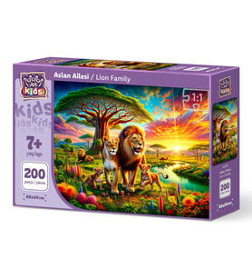 Art Çocuk Aslan Ailesi 200 Parça Puzzle