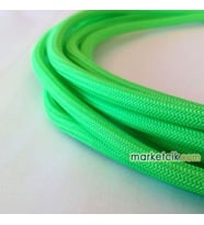 Marketcik 2x0,50mm Fosforlu Yeşil Renk Dekoratif Örgülü Kumaş Kablo, 1 Metre