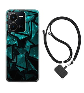 Vivo Y35 Kılıf Resimli Boyun Askılı İpli Desenli Silikon Green Prizmas 1348