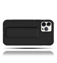 Apple IPhone 14 Pro Uyumlu Mat Siyah Yumuşak Silikon Standlı Tutacaklı (Tutamaçlı) Telefon Kılıfı