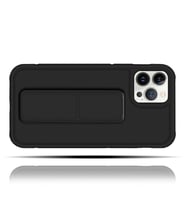 Apple IPhone 14 Pro Uyumlu Mat Siyah Yumuşak Silikon Standlı Tutacaklı (Tutamaçlı) Telefon Kılıfı